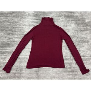 Active Basic Top Womens Large Red Turtleneck Long Sleeve Rayon Blend